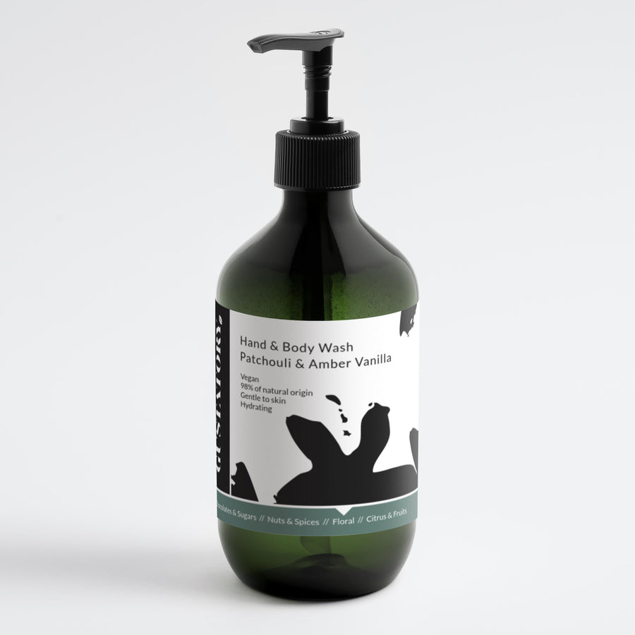 GUSTATORY Patchouli & Amber Vanilla Hand & Body Wash (490ml) (Floral)