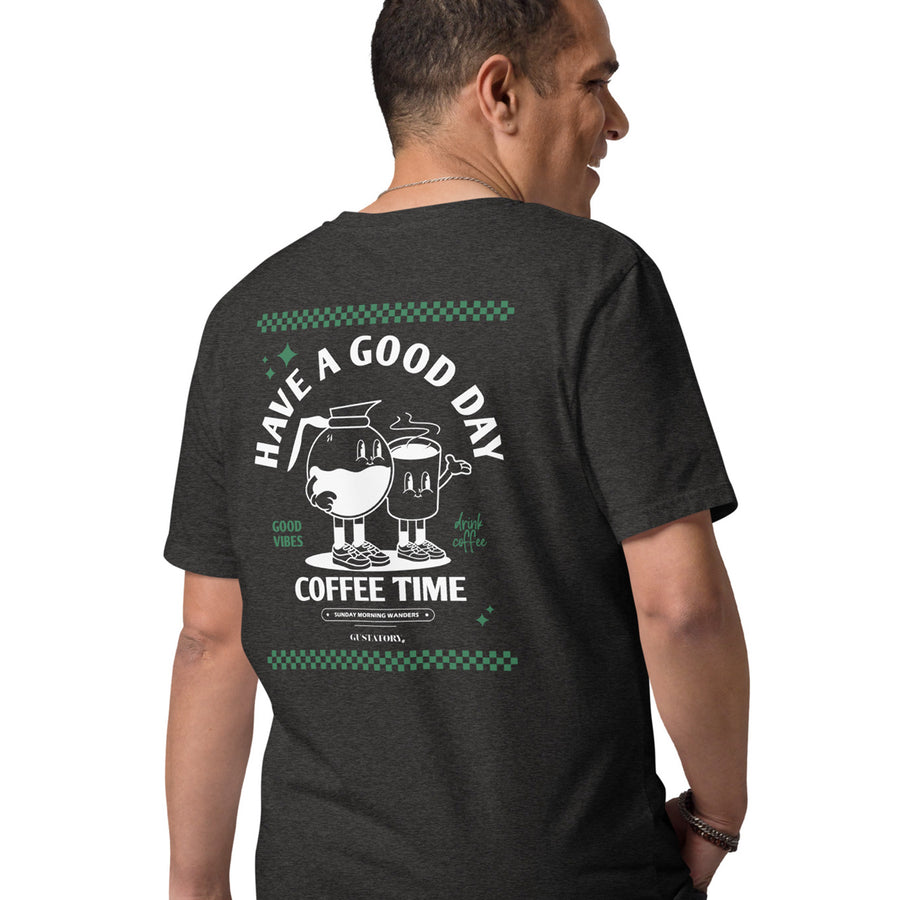 GUSTATORY Have A Good Day Organic Cotton Embroidered T-Shirt