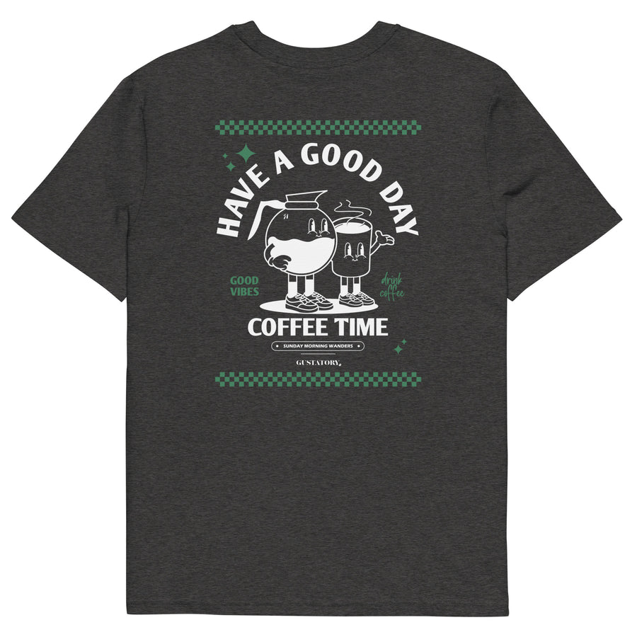 GUSTATORY Have A Good Day Organic Cotton Embroidered T-Shirt