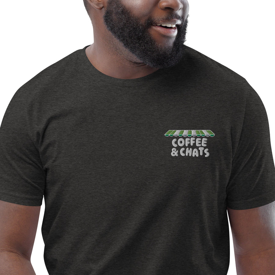 GUSTATORY Coffee & Chats Organic Cotton Embroidered T-Shirt