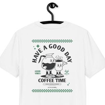 GUSTATORY Have A Good Day Organic Cotton Embroidered T-Shirt