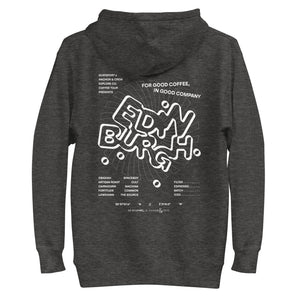 GUSTATORY Edinburgh Coffee Scene Cotton Blend Embroidered Hoodie