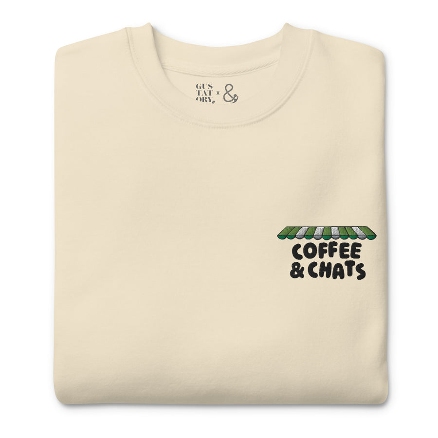 GUSTATORY Coffee & Chats Cotton Blend Embroidered Sweatshirt