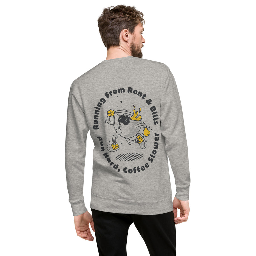 GUSTATORY Coffee Over Bills Cotton Blend Embroidered Sweatshirt