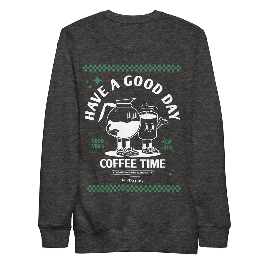 GUSTATORY Have A Good Day Cotton Blend Embroidered Sweatshirt