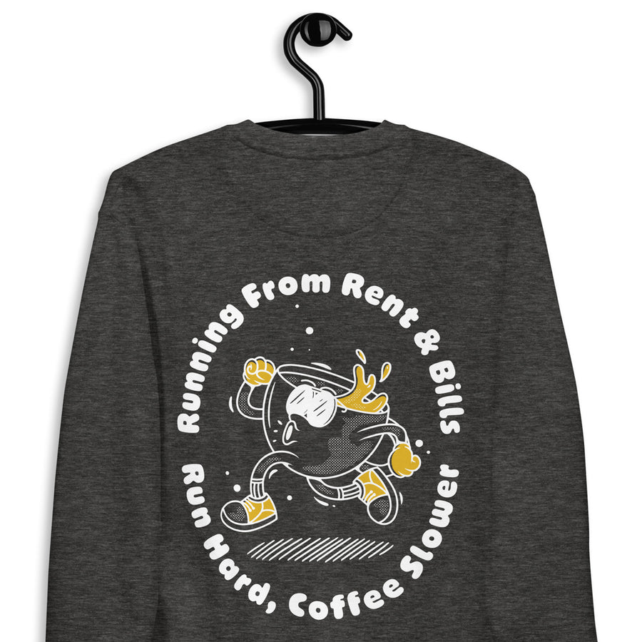 GUSTATORY Coffee Over Bills Cotton Blend Embroidered Sweatshirt