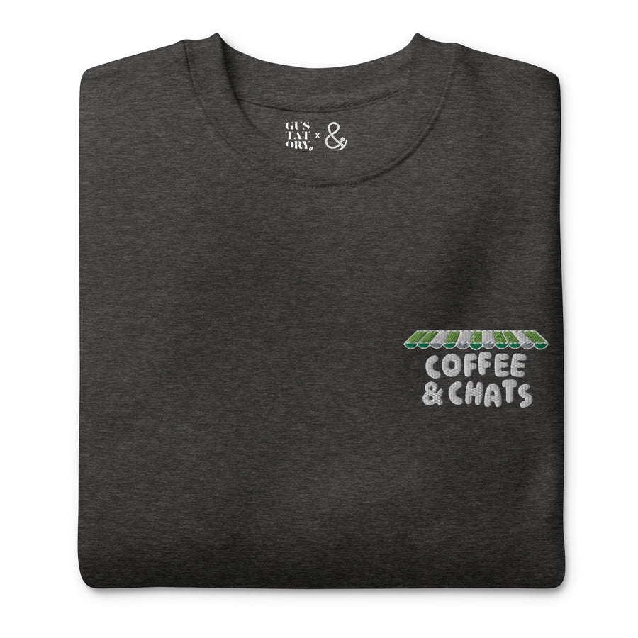 GUSTATORY Coffee & Chats Cotton Blend Embroidered Sweatshirt